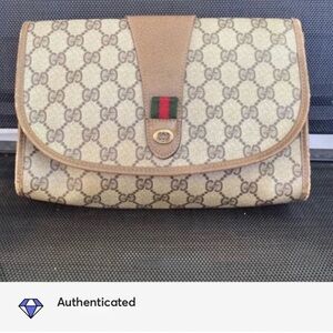 AUTHENTIC GUCCI GG Sherry Web Accessory Collection Clutch